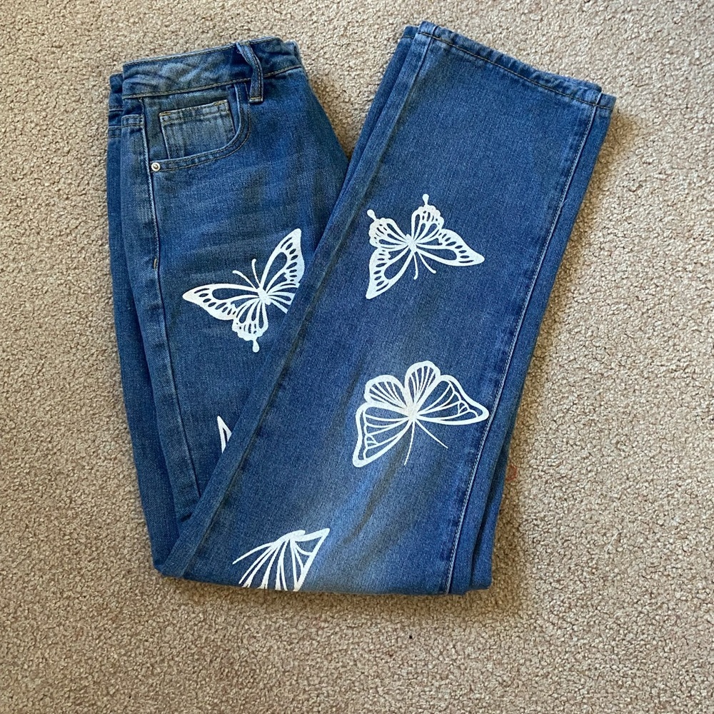High Waisted Butterfly Jeans